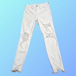American Eagle Distressed White Denim Skinny Jeans